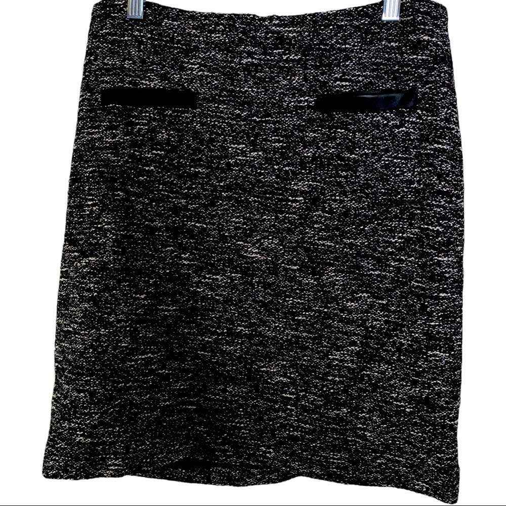 Talbots Black White Heather Cotton Blend Skirt 6P